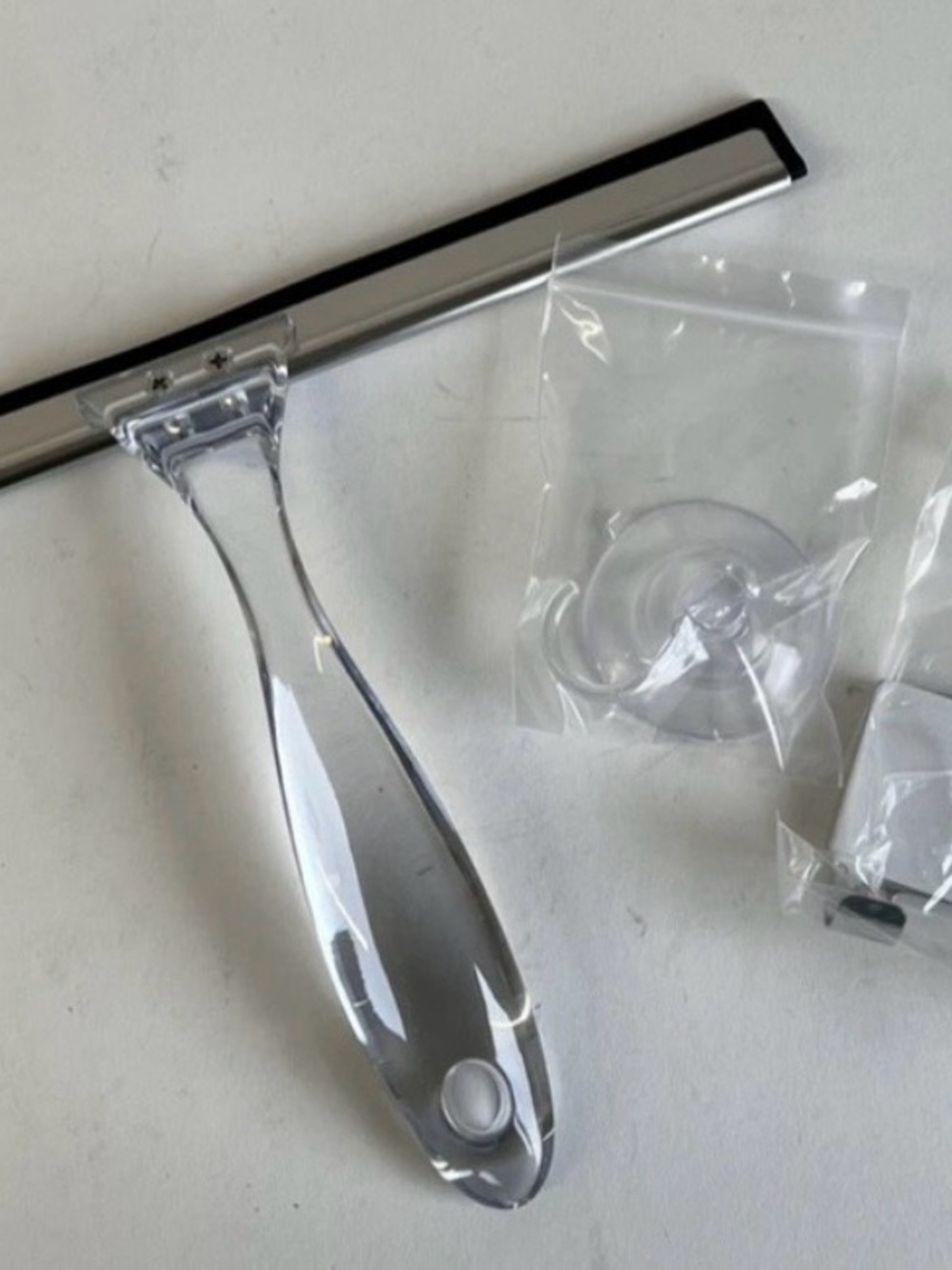 Clear Silicone Handle Screen Squeegee with Suction Mount - Clear